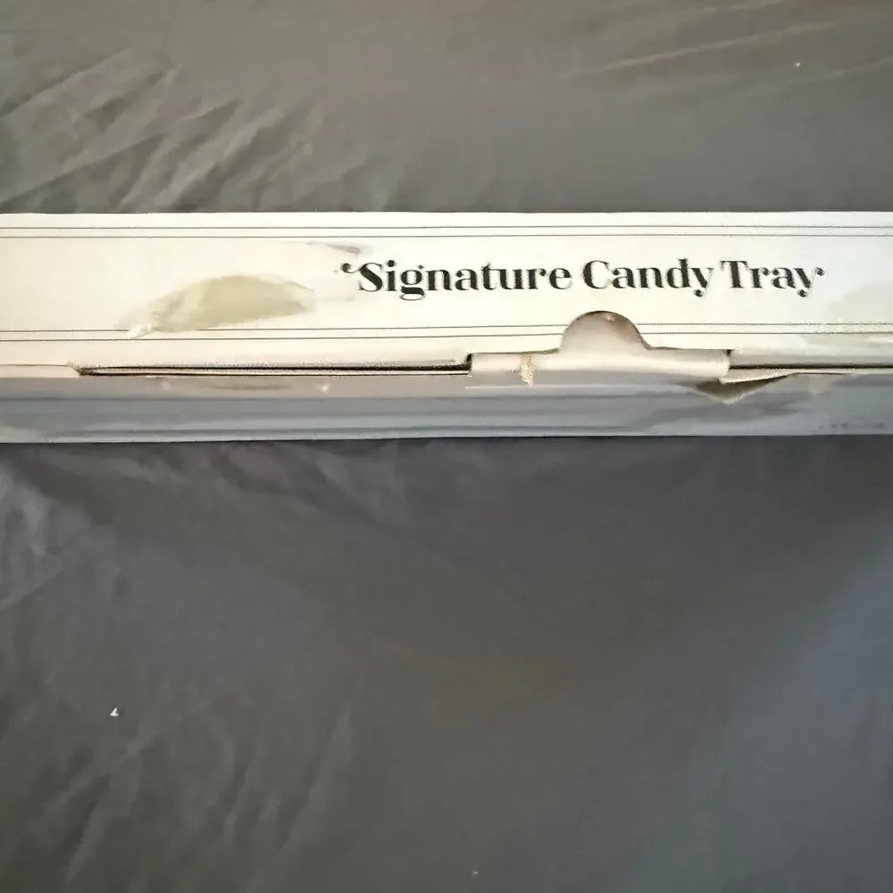 See's Candies Signature Candy Tray White Ceramic Serving Platter New in Box